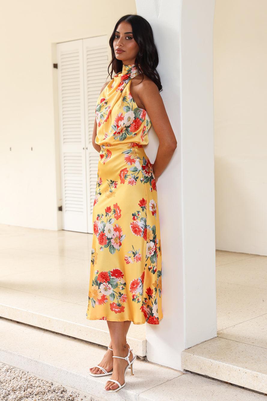 Let the Adventures Begin Midi Dress Yellow Product Image