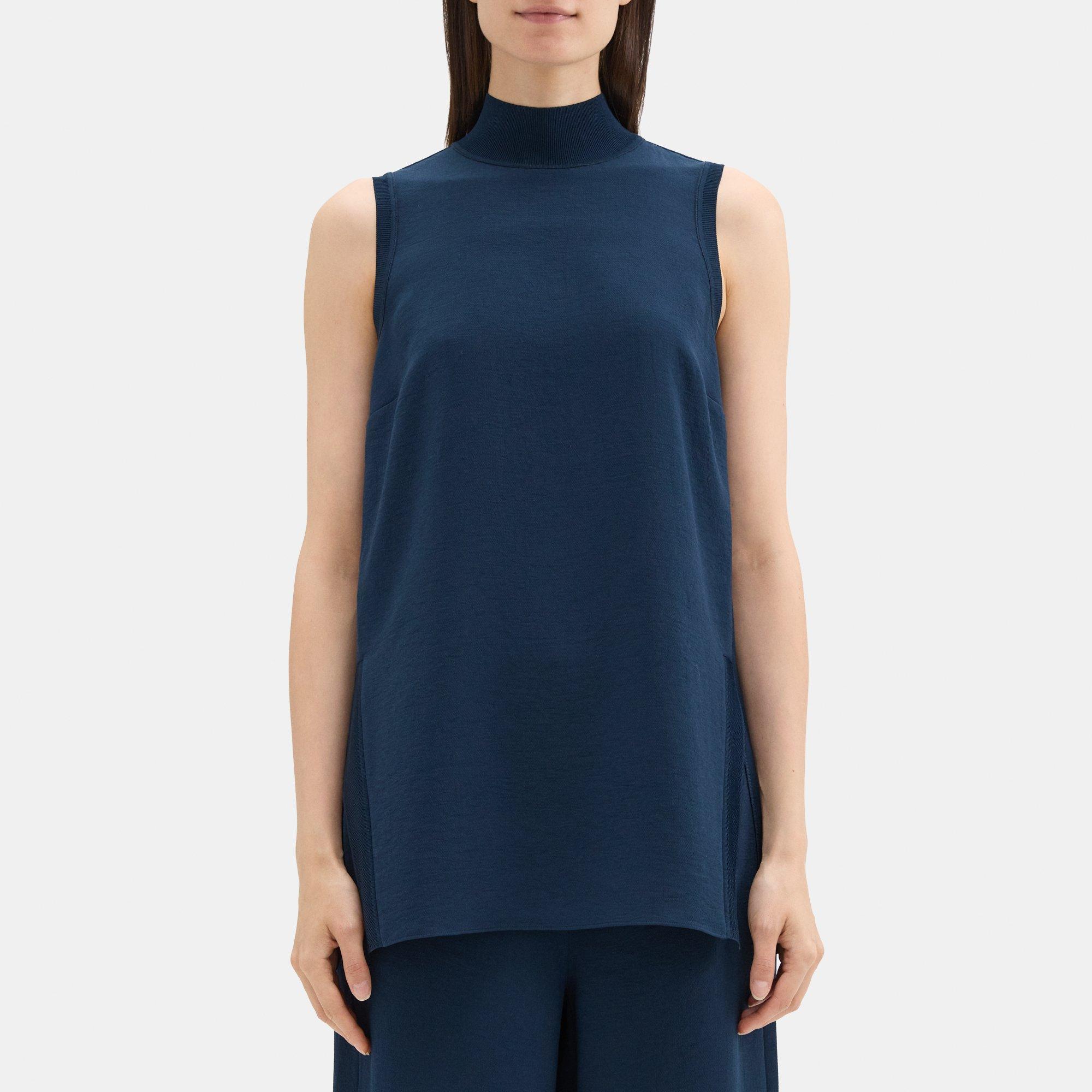 Crinkle Crepe Sleeveless Mock Neck Tunic | Theory Outlet product image