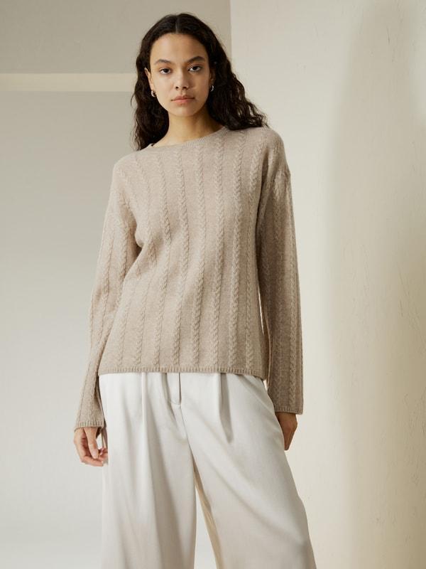 Semi-Sheer Cable-knit Cashmere Sweater Product Image