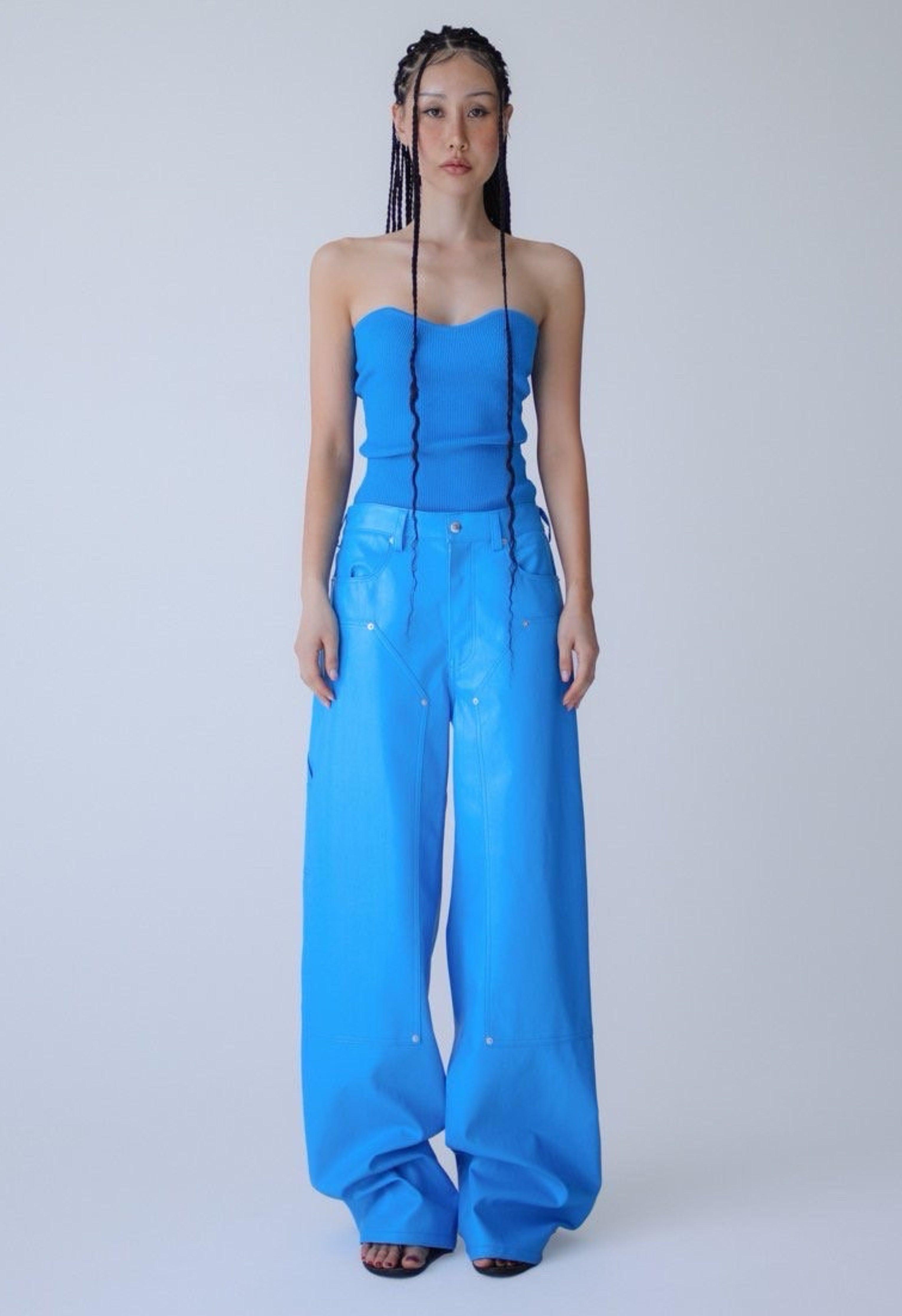 Sima Blue Vegan Leather Pant Product Image