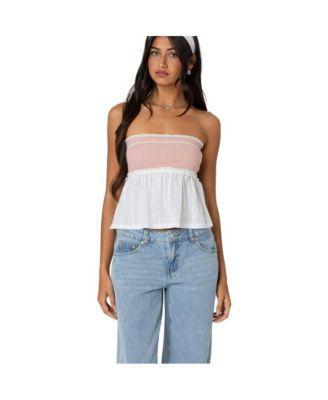 Edikted Womens Rena Ribbed Peplum Tube Top Product Image