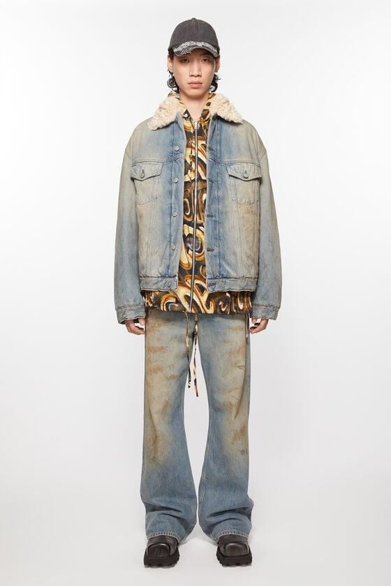 Denim fur trim jacket - Oversized fit Product Image