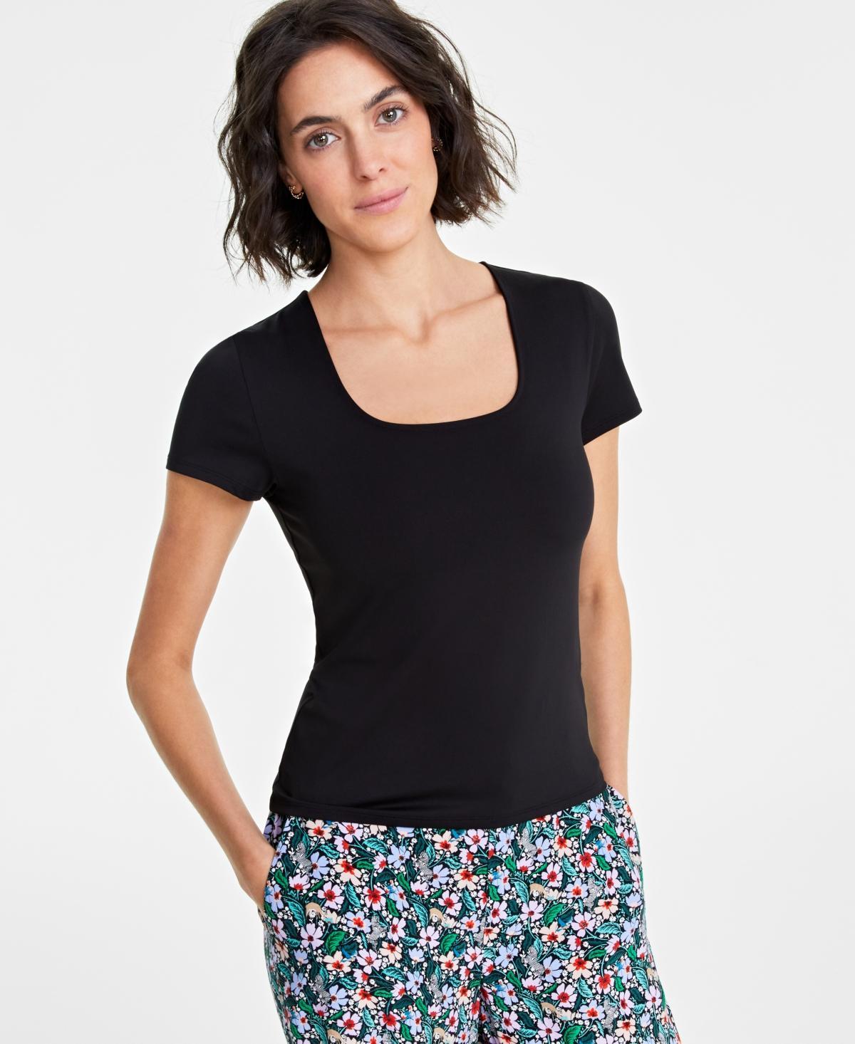 On 34th Womens Cap-Sleeve Square-Neck Tee, Created for Macys Product Image