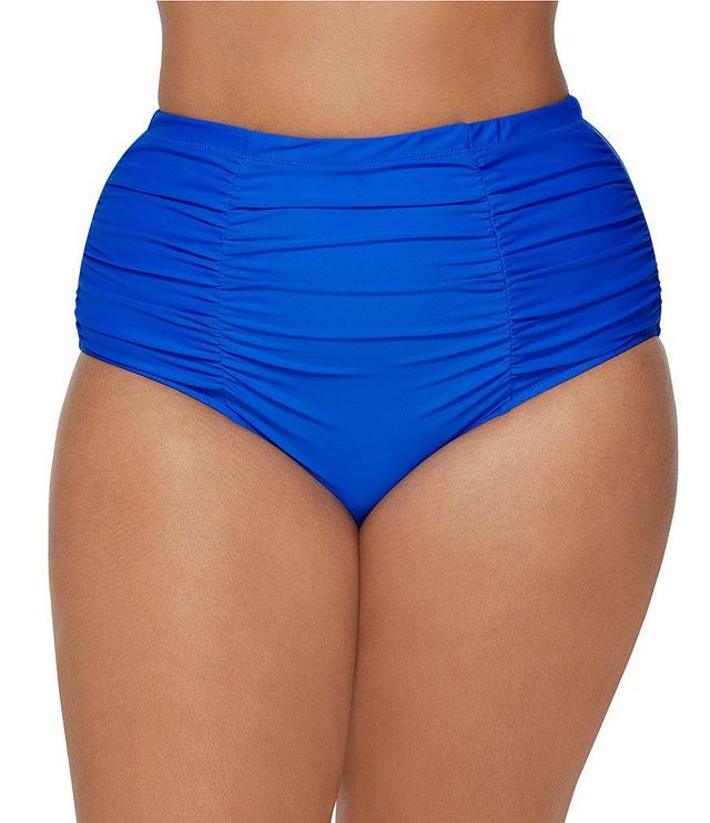 Raisins Curve Plus Size Tranquilo Solids Costa High Waist Tummy Thinner Shirred Swim Bottom Product Image