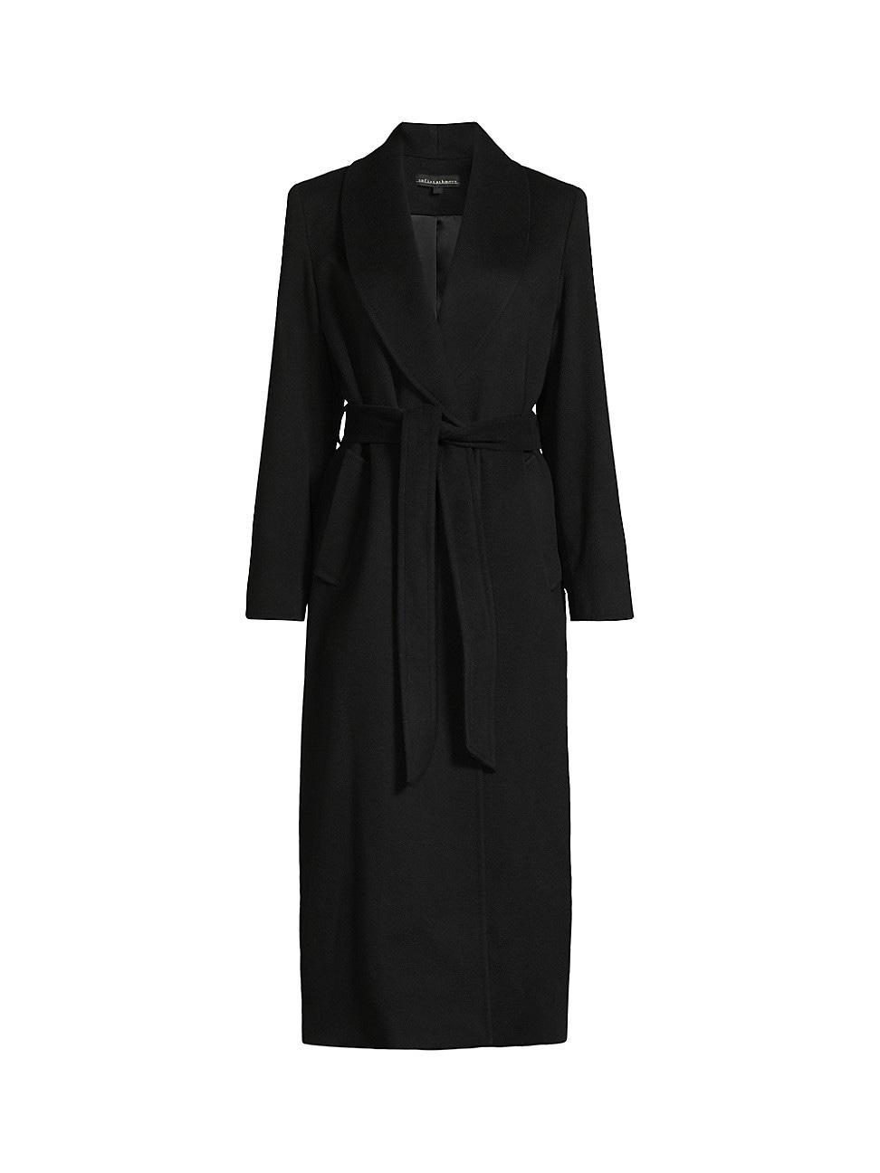 Cashmere Belted Wrap Coat with Pick-Stitched Detail Product Image