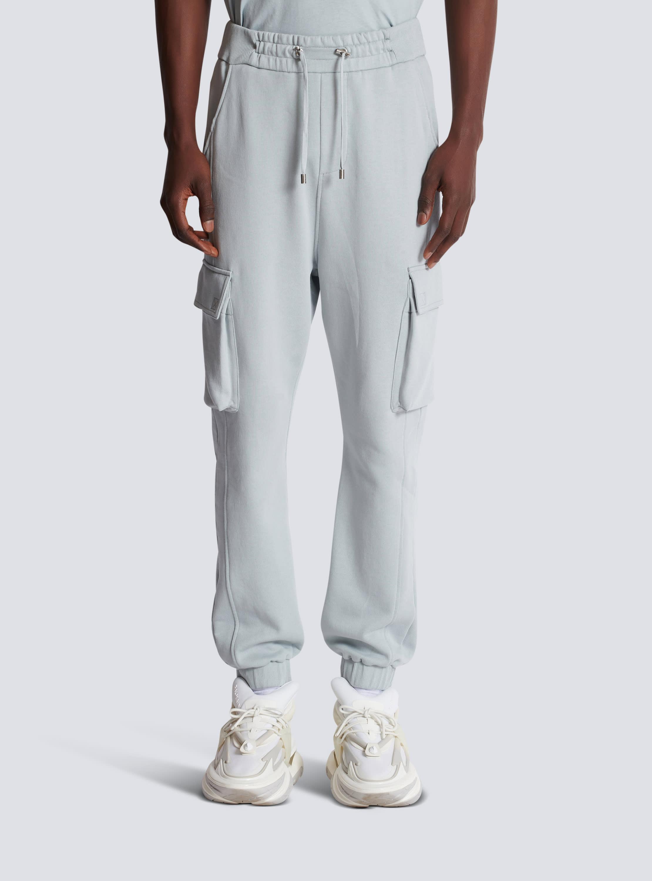 Cargo joggers with Balmain Paris print Product Image