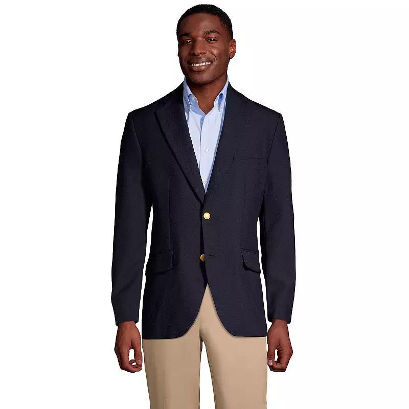 Mens Lands End Hopsack Blazer Blue Product Image