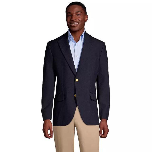 Mens Lands End Hopsack Blazer Deep Blue Product Image