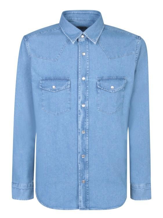 Cotton Denim Shirt In Blue Product Image