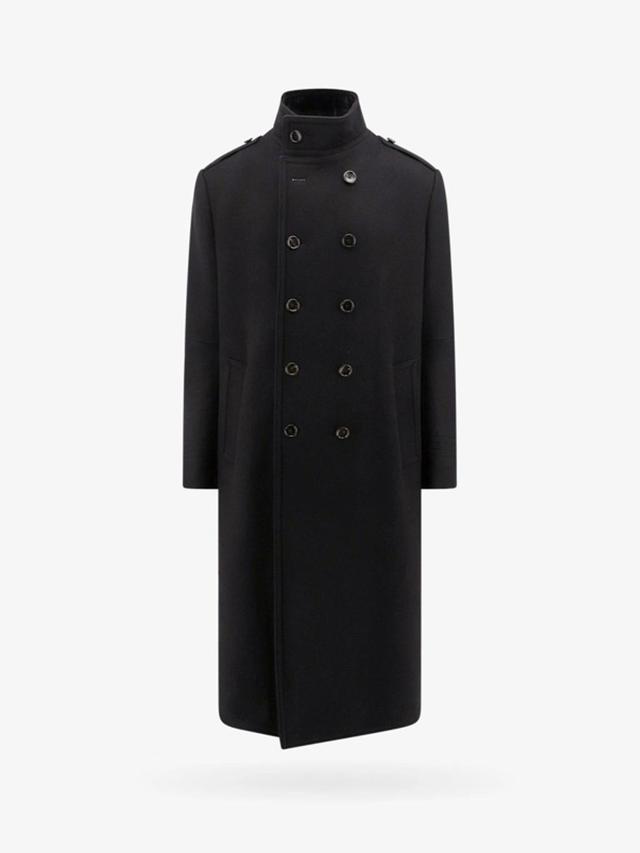 Wool Blend Melton Coat In Black Product Image