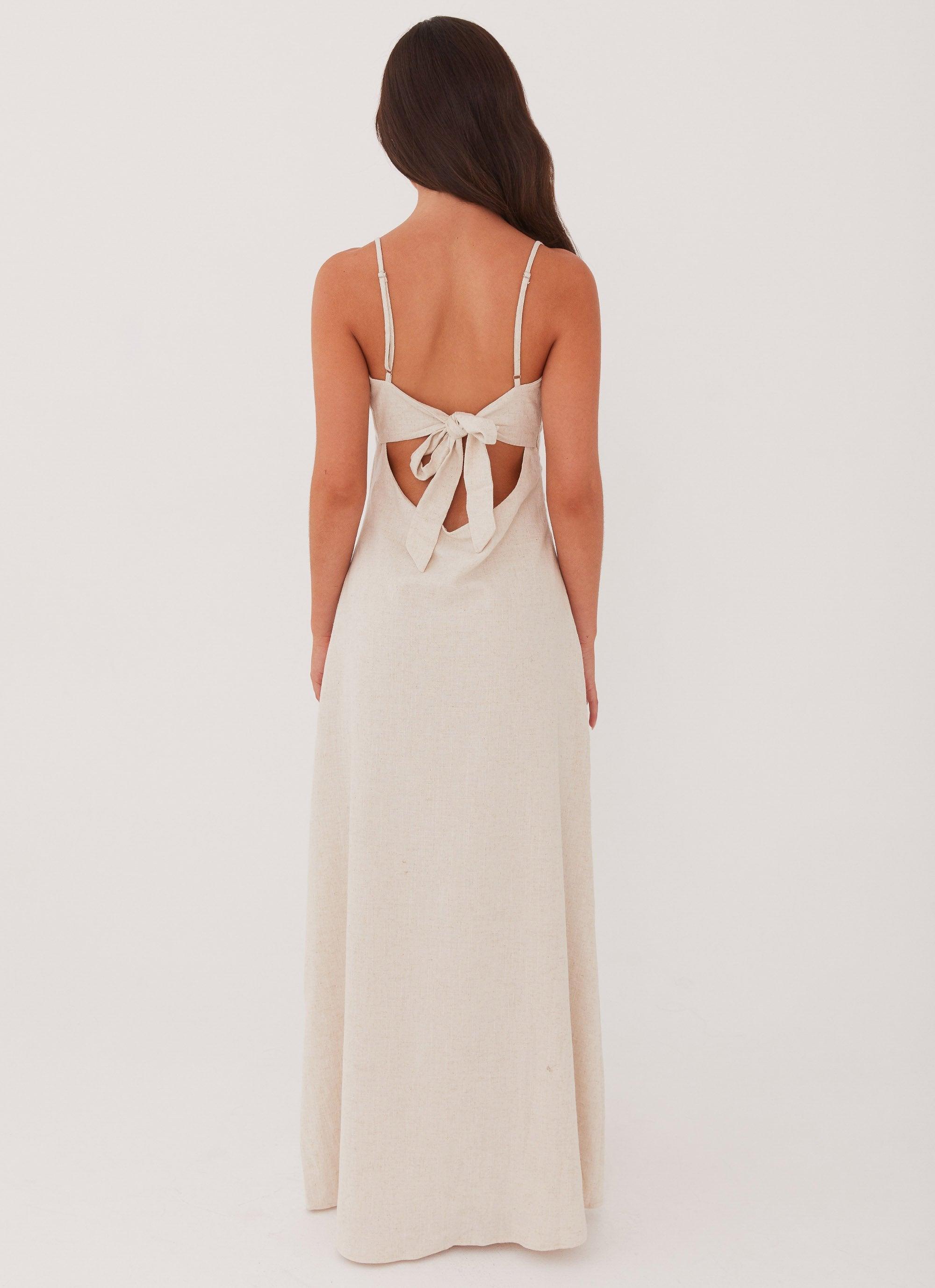 Flora Linen Maxi Dress - Oatmeal Product Image