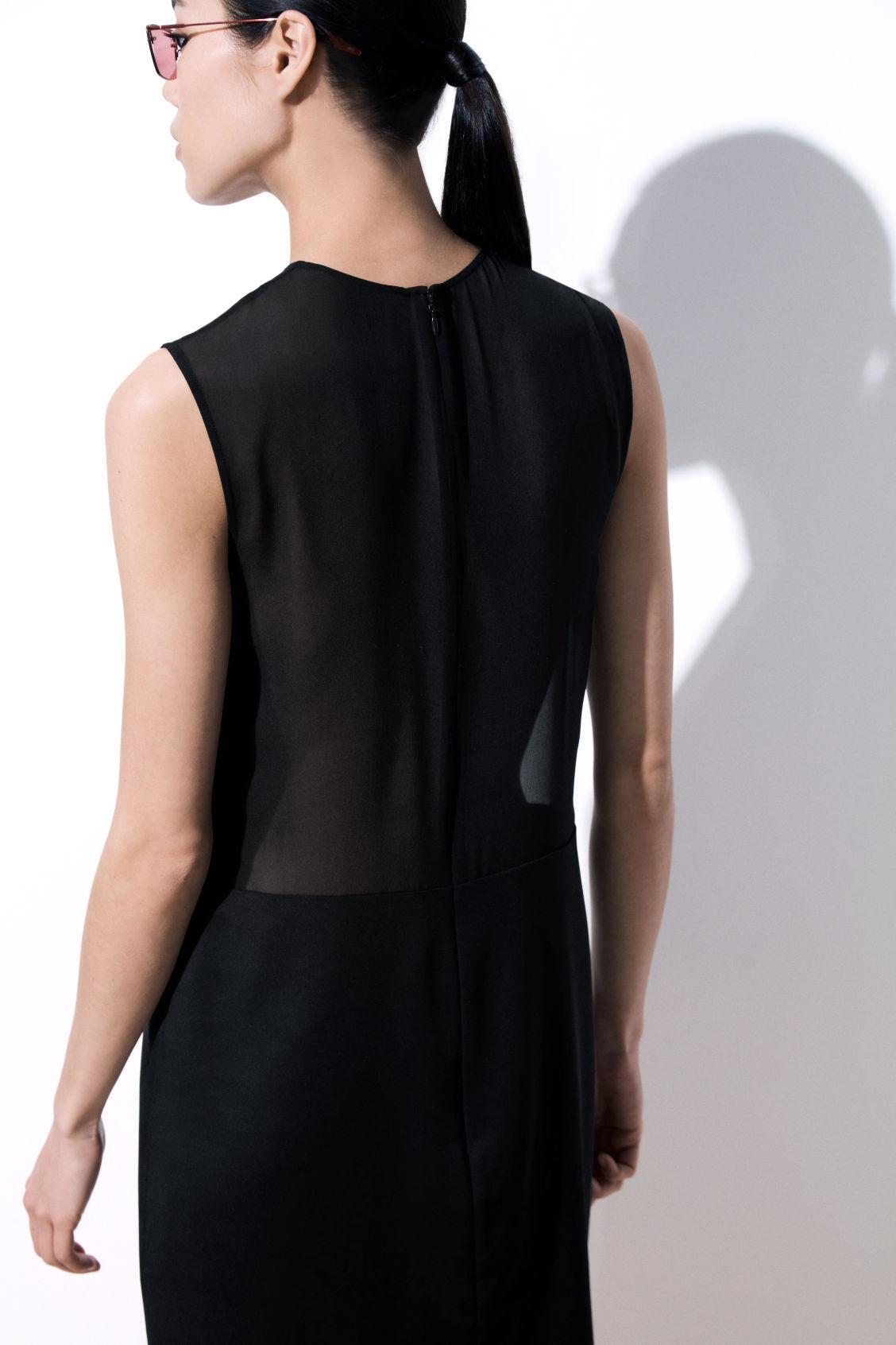 THE SHEER-PANEL SILK SHIFT DRESS Product Image