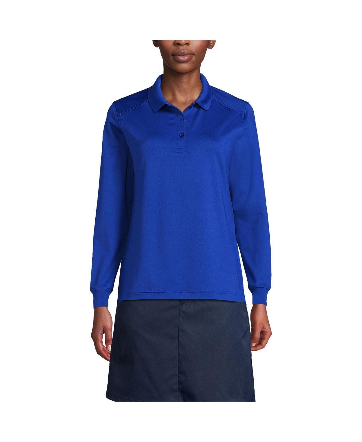 Lands End Womens School Uniform Long Sleeve Rapid Dry Polo Shirt Product Image