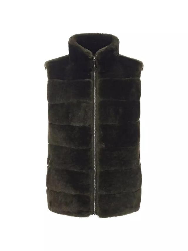 Shearling Lamb Zip Vest with Quilted Back Product Image