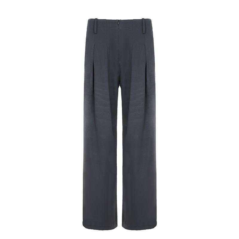 Low Waist Plain Loose-Fit Wide-Leg Dress Pants Product Image