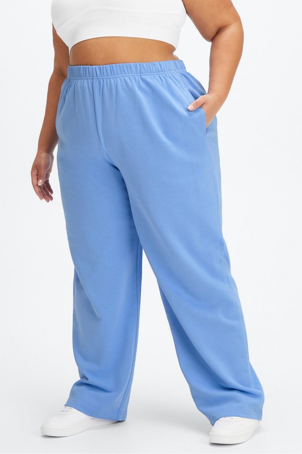 Fabletics Lightweight Go-To Wide Leg Sweatpant Womens blue plus Size 2X Product Image