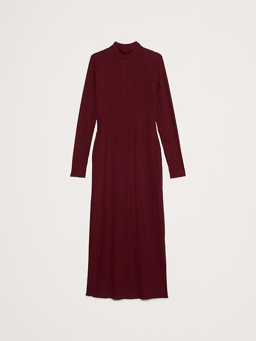 Wide Ribbed Turtleneck Maxi Dress Product Image