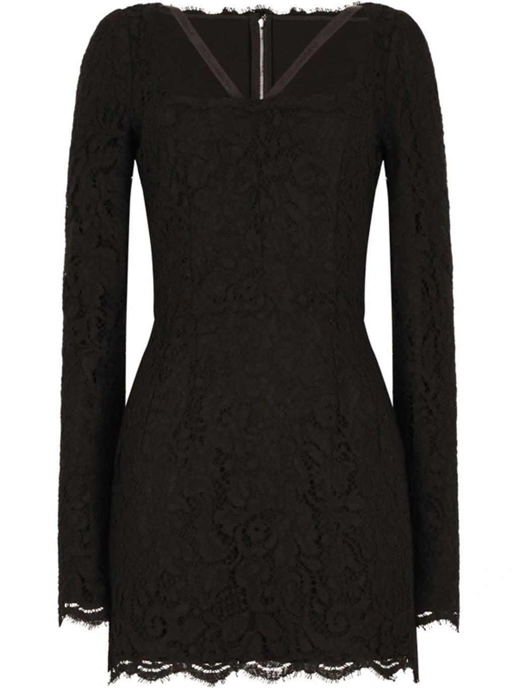 DOLCE & GABBANA Black Lace Mini Dress Product Image