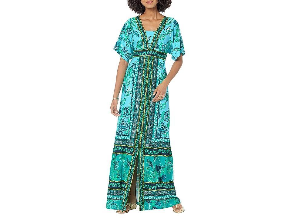 Lilly Pulitzer Ilia Elbow Sleeve Maxi Dress (Seabreeze Plant One On You) Women's Dress Product Image