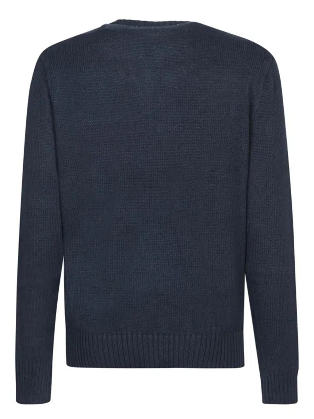 POLO RALPH LAUREN Cotton-linen Bear Sweater In Blue Product Image