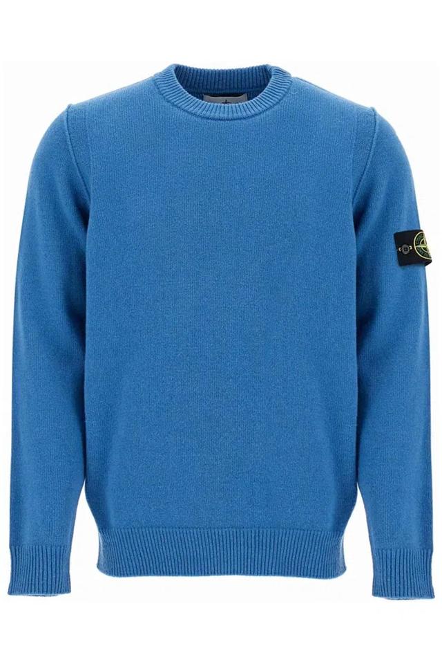 STONE ISLAND Crewneck Wool Blend Pullover In Air Force Blue Product Image