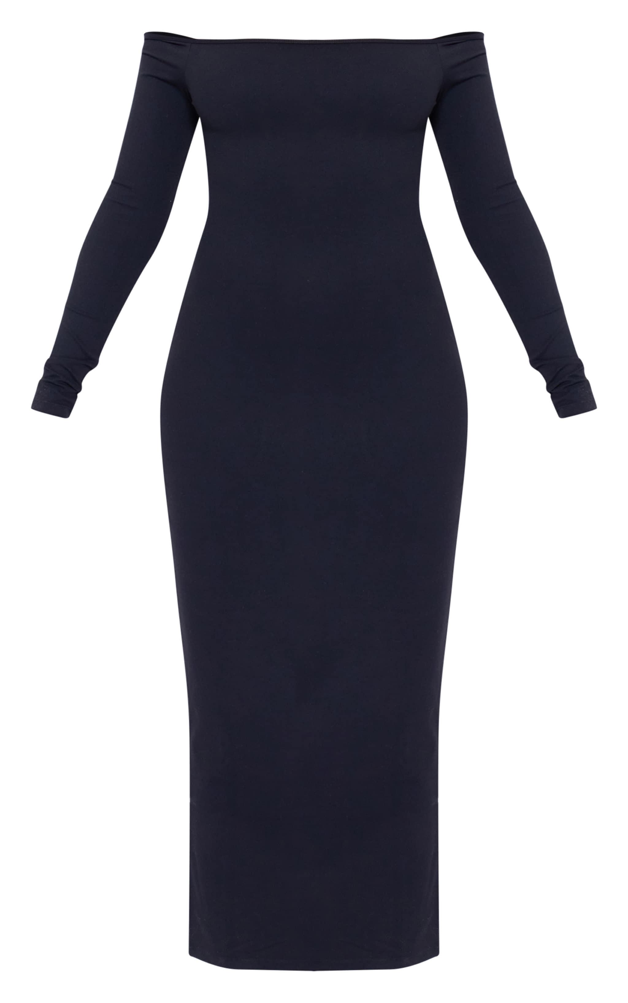 Black Snatched Sculpt Bardot Midaxi Dress Product Image