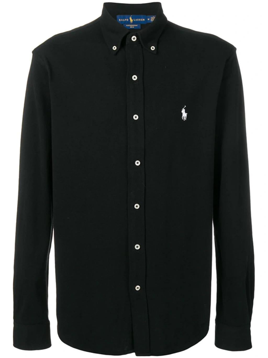 Icon Logo Button Down Pique Shirt In Black Product Image