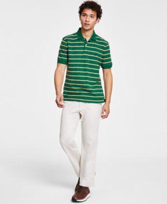 Men's Classic-Fit Stripe Short-Sleeve Deck Polo Shirt & Classic-Fit Stretch Solid Flat-Front Chino Deck Pants Product Image