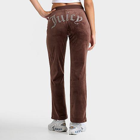 Juicy Couture Rib Waist Velour Pants with Drawcord (Black Cherry) Women's Clothing Product Image