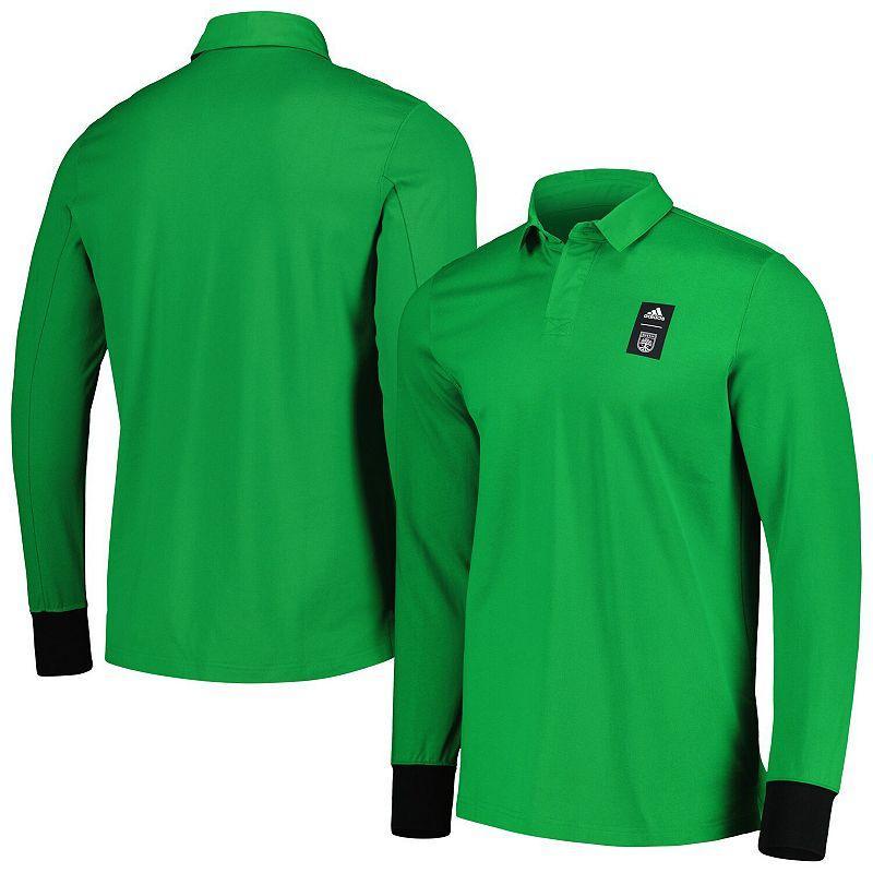 Mens adidas 2023 Player Green Austin FC Travel Long Sleeve Polo Product Image