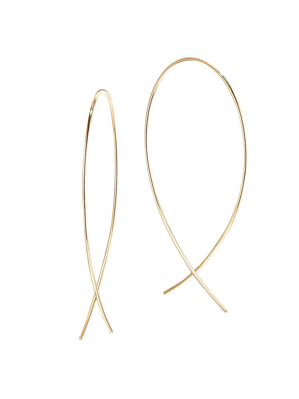 Womens 14K Yellow Gold Small Wire Upside Down Hoops Product Image