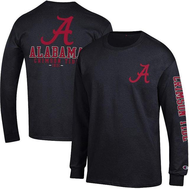 Mens Champion Black Alabama Crimson Tide Team Stack 3-Hit Long Sleeve T-Shirt ALA Black Product Image