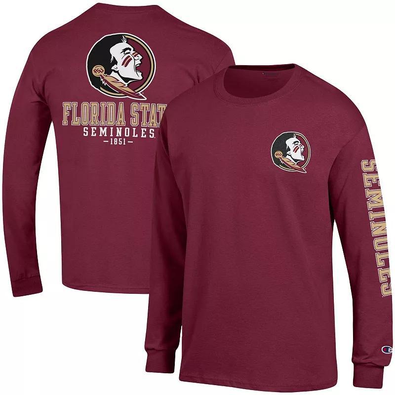 Mens Champion Garnet Florida State Seminoles Team Stack Long Sleeve T-Shirt FSU Red Product Image