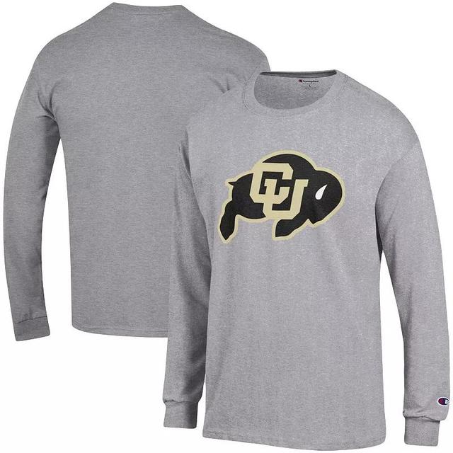 Mens Champion Heather Gray Colorado Buffaloes Primary Logo Long Sleeve T-Shirt Product Image