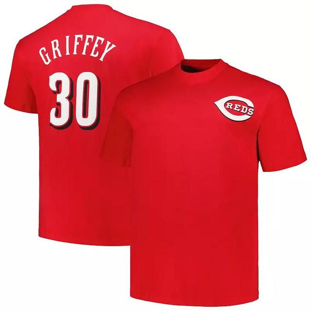 Mens Profile Ken Griffey Red Cincinnati Reds Big & Tall Cooperstown Collection Player Name & Number T-Shirt Product Image