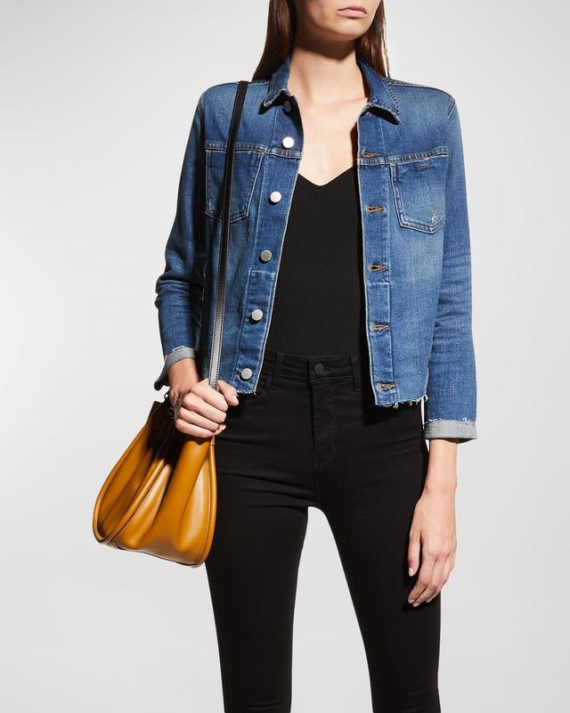 LAGENCE Janelle Raw Cut Slim Denim Jacket Product Image