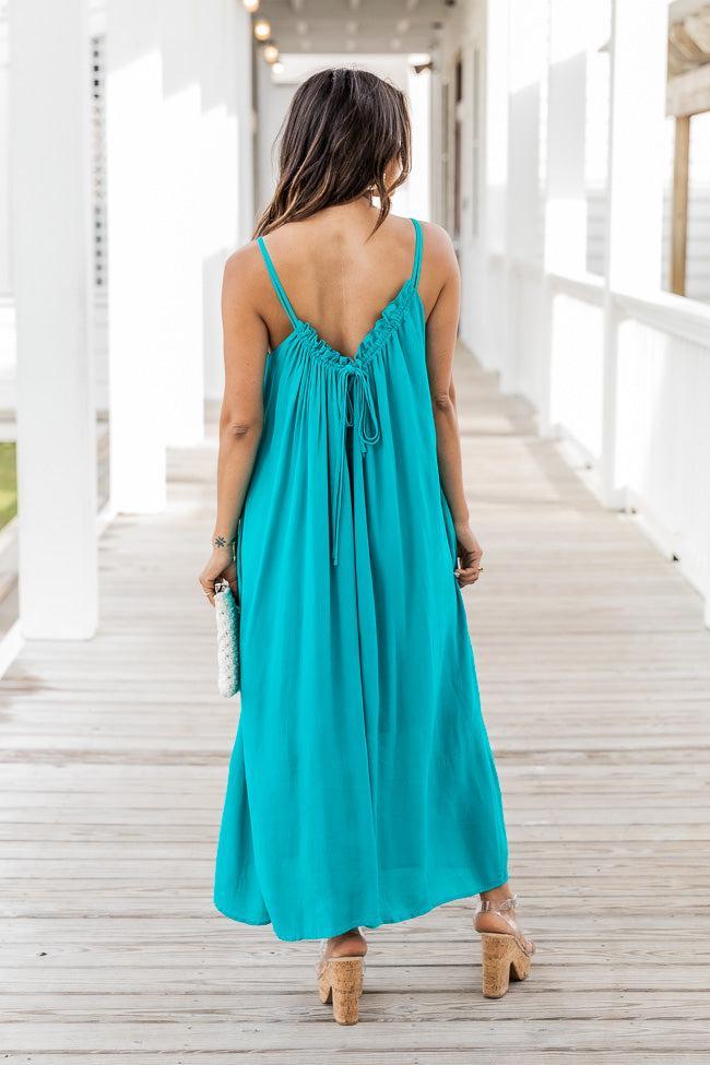 Choose Fate Teal High Neck Midi Dress FINAL SALE Product Image