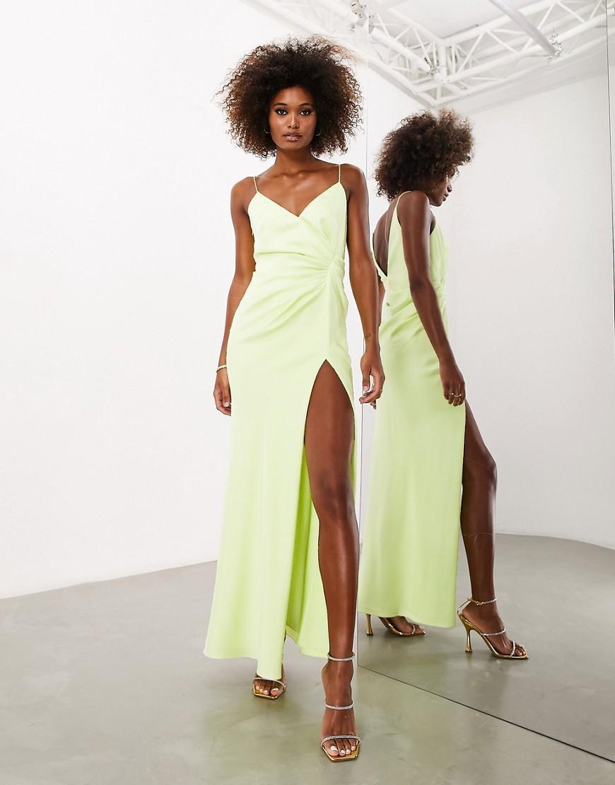 ASOS DESIGN Bridesmaid satin cami maxi dress with drape detail Product Image