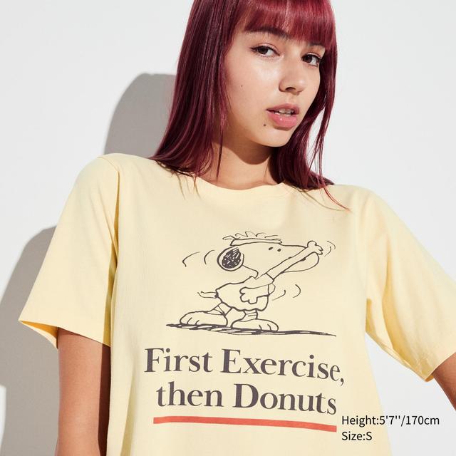 Womens Peanuts Sports Club Ut (Short-Sleeve Graphic T-Shirt) Yellow 2XS UNIQLO US Product Image