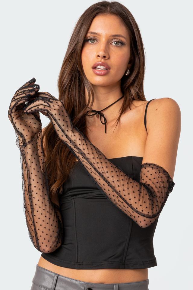 Polka Dot Sheer Mesh Gloves Product Image