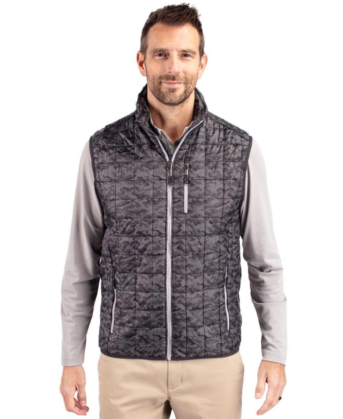 Cutter & Buck Rainier PrimaLoft Mens Eco Insulated Full Zip Printed Puffer Vest - White Product Image