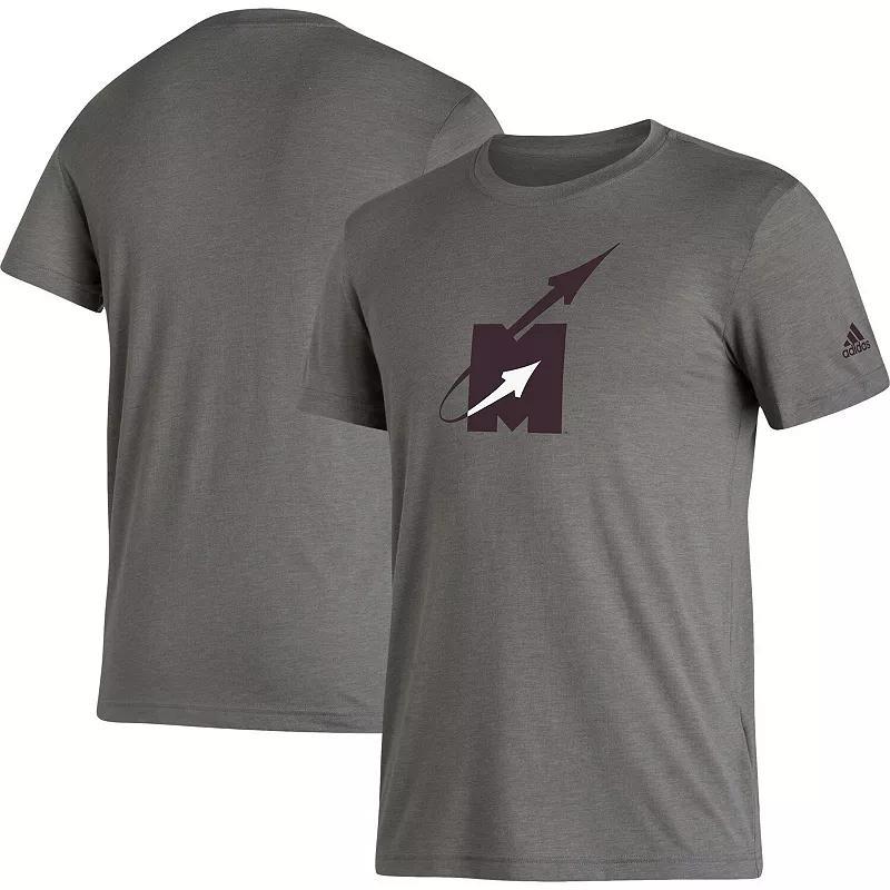 Mens adidas Heathered Gray Mississippi State Bulldogs Vintage Logo Tri-Blend T-Shirt Product Image