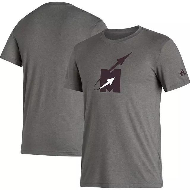 Mens adidas Heathered Gray Mississippi State Bulldogs Vintage-Like Logo Tri-Blend T-shirt Product Image