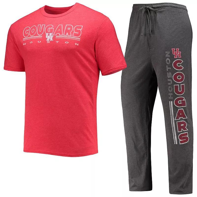 Mens Concepts Sport Heathered Charcoal/Red Houston Cougars Meter T-Shirt & Pants Sleep Set Product Image