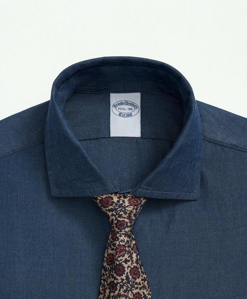 Chambray Cotton Poplin English Collar Dress Shirt Product Image