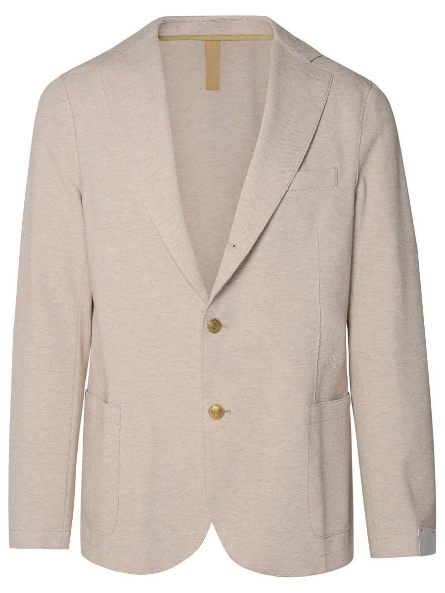 Beige Cotton Blend Blazer Product Image