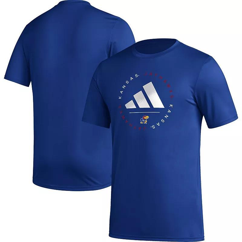 Mens adidas Royal Kansas Jayhawks Stripe Up Pregame T-Shirt Product Image