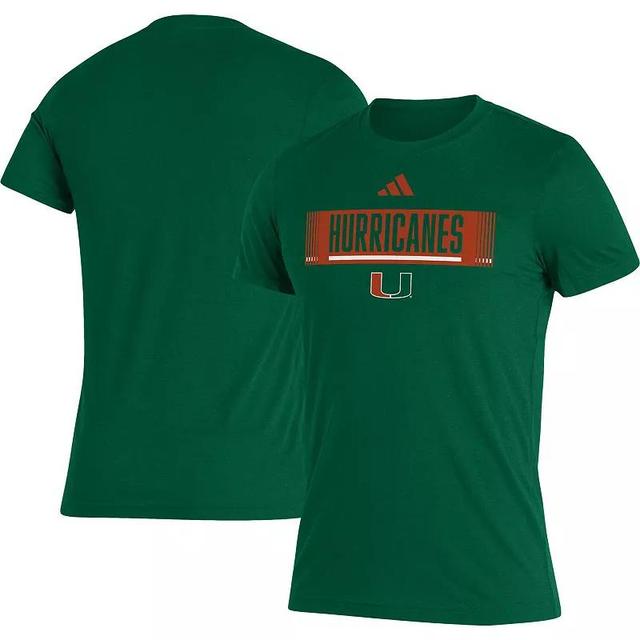 Mens adidas Green Miami Hurricanes Along The Shadow Tri-Blend T-shirt Product Image