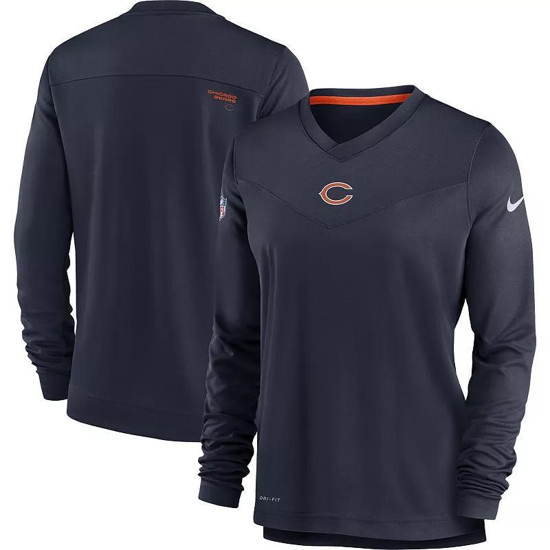 Womens Nike Chicago Bears Top Coach Performance V-Neck Long Sleeve T-Shirt Blue product image