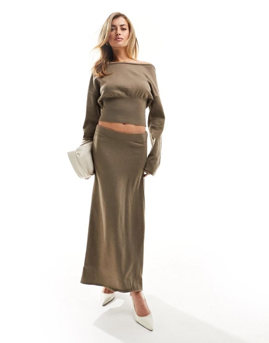 NA-KD knitted midi skirt in brown - part of a set product image